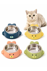 Figürlü Kedi Köpek Çelik Taslı Mama ve Su Kabı 23 cm 