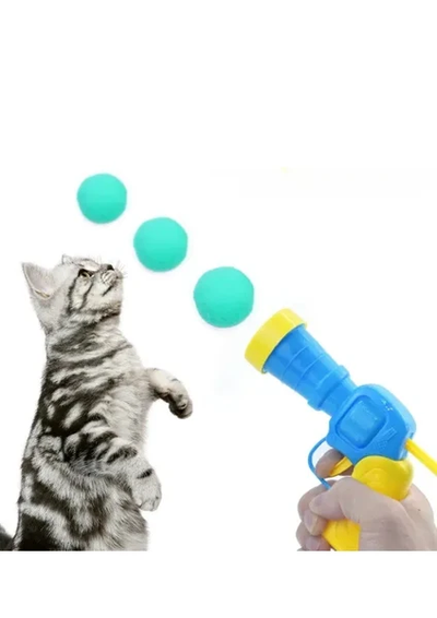 Peluş Top Atan Tabanca Kedi Oyuncağı 20 Adet Top