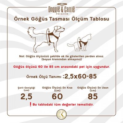 Doggie Konforlu Dokumadan El Yapımı Ronin Model Köpek Göğüs Tasması - XL-2,5x65-75cm - Blue