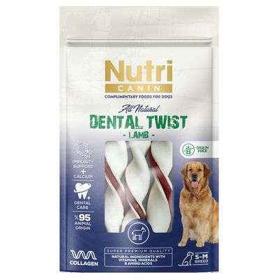 Nutri Canin Dental Twist Kuzu Etli Sargılı Kemik S-M 80 Gr