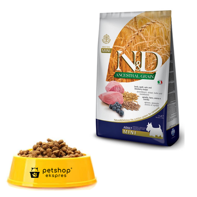 N&D Düşük Tahıllı Kuzu Etli Yaban Mersinli  Mini Irk Açık Yetişkin Köpek Maması