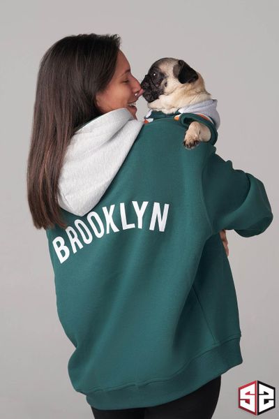Oversize Brooklyn Yeşil Hoodie People Sahip Kombini SKK-112