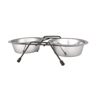Orijin Tel Ayaklı İkili Krom Kaplı Mama Kabı 1 QT (17 cm) Large
