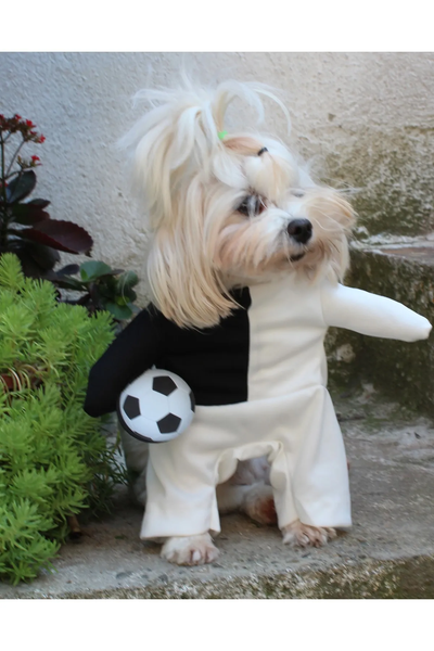 Taraftar SIYAH BEYAZ Onden Giydirmeli Köpek Kıyafeti Kostümü
