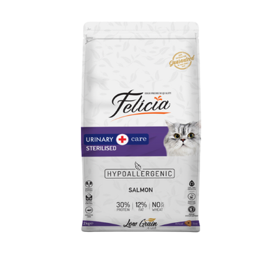 Felicia 2 Kg Kolajenli Somonlu Az Tahıllı Kısırlaştırılmış Kedi Maması HypoAllergenic Kedi Maması
