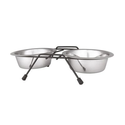 Orijin Tel Ayaklı İkili Krom Kaplı Mama Kabı 2 QT (21 cm) XLarge