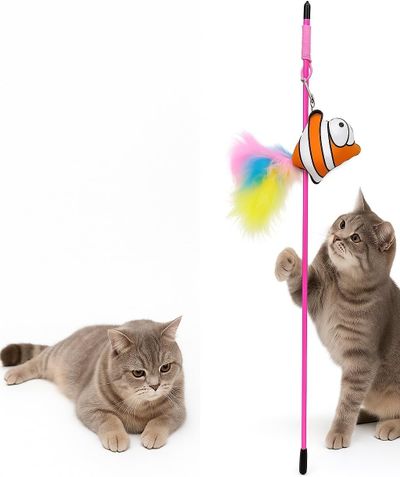 Kediler Için Tüylü Nemo Balıklı Kedi Oltası 