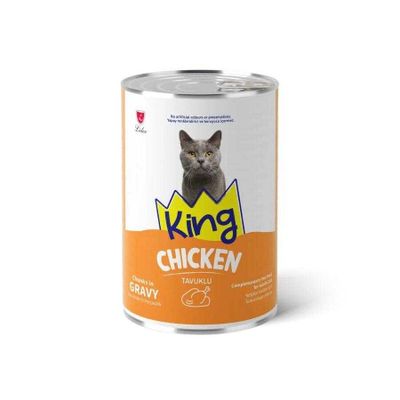 King Sos İçerisinde Et Parçacıklı Tavuklu Kedi Konservesi 400 gr 