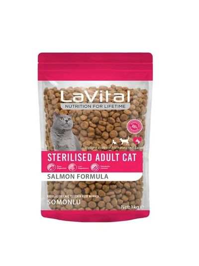 LaVital Kilo Kontrolü için Somonlu Kısırlaştırılmış Kedi Maması 1kg