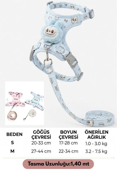 Labubu Figurli Kedi, Hamster, Tavşan Göğüs Gezdirme Tasması S Beden