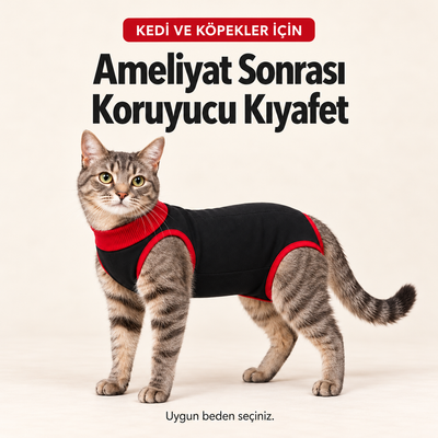 Ameliyat Sonrası Koruyucu Kedi Kıyafeti