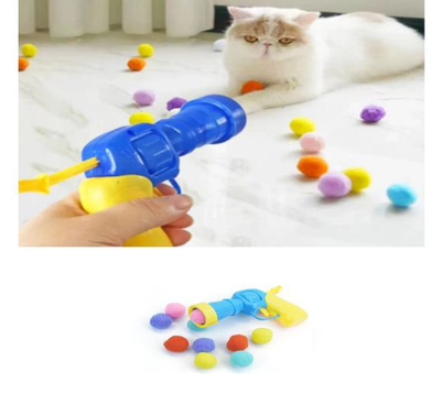 Peluş Top Atan Tabanca Kedi Oyuncağı 20 Adet Top