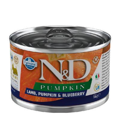 N&D Pumpkin Bal Kabaklı Kuzulu ve Yaban Mersinli Küçük Irk Tahılsız Yetişkin Köpek Konservesi 140gr