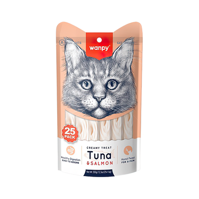 Wanpy Ton Balıklı ve Somonlu Sıvı Kedi Ödül Maması (25 x 14 g)