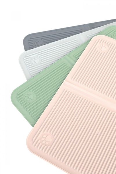 Silikon Kum Ve Mama Matı Havuzlu Yıkanabilir Kedi Tuvaleti Önü Kedi Kumu Paspası Büyük Boy 40x60