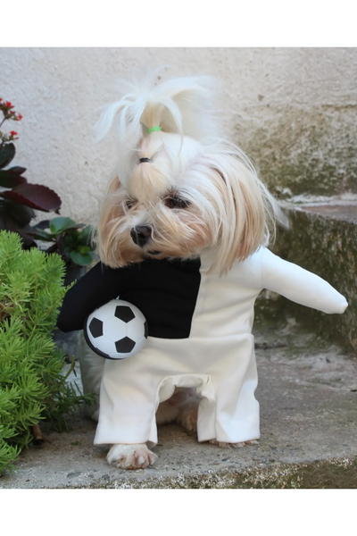 Taraftar SIYAH BEYAZ Onden Giydirmeli Köpek Kıyafeti Kostümü