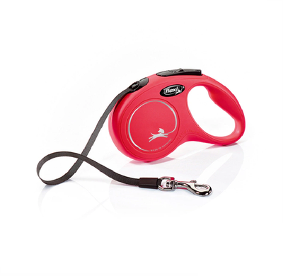 Flexi Classic Yeni Otomatik Şerit Köpek Gezdirme Tasması 5 Metre. M Beden Kırmızı