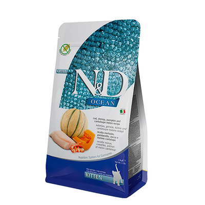 N&D Ocean Morina Balıklı, Bal Kabaklı & Karides & Kavun Yavru Kedi Maması (1,5 kg)
